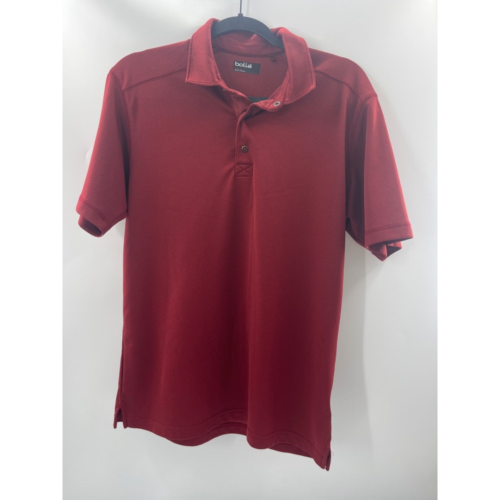 Bolle Mens Performance Polo Shirt Red Textured Short Sleeve Activewear Medium
